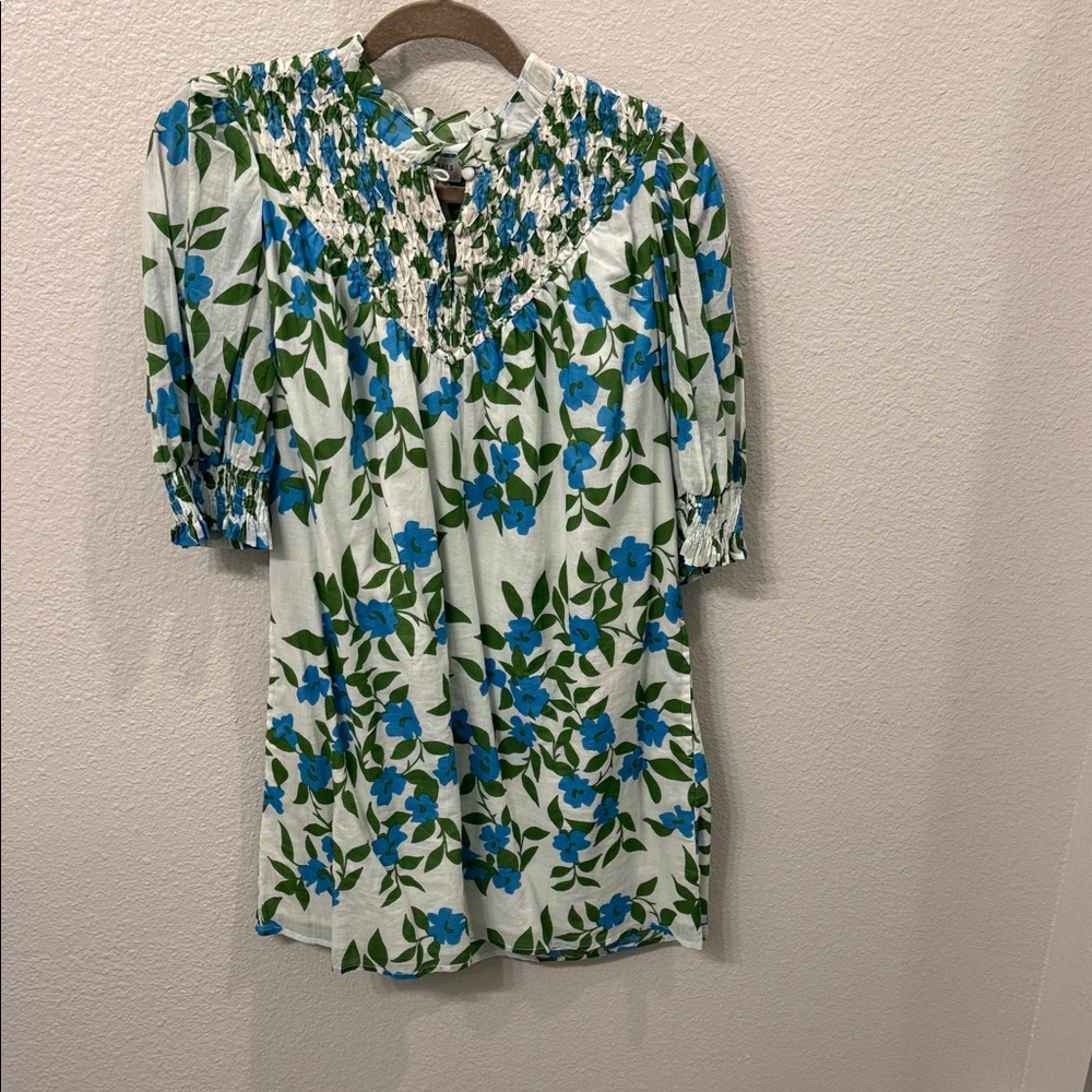 Elegant Floral Blouse with Smocked Detail